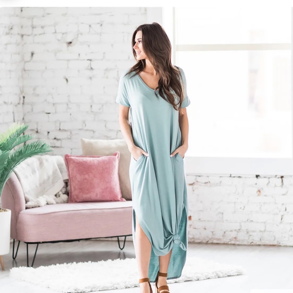 zenana outfitters | maxi dress in dusty teal